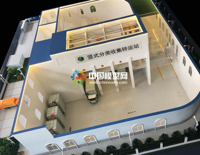 豎式垃圾分類轉(zhuǎn)運(yùn)站沙盤模型